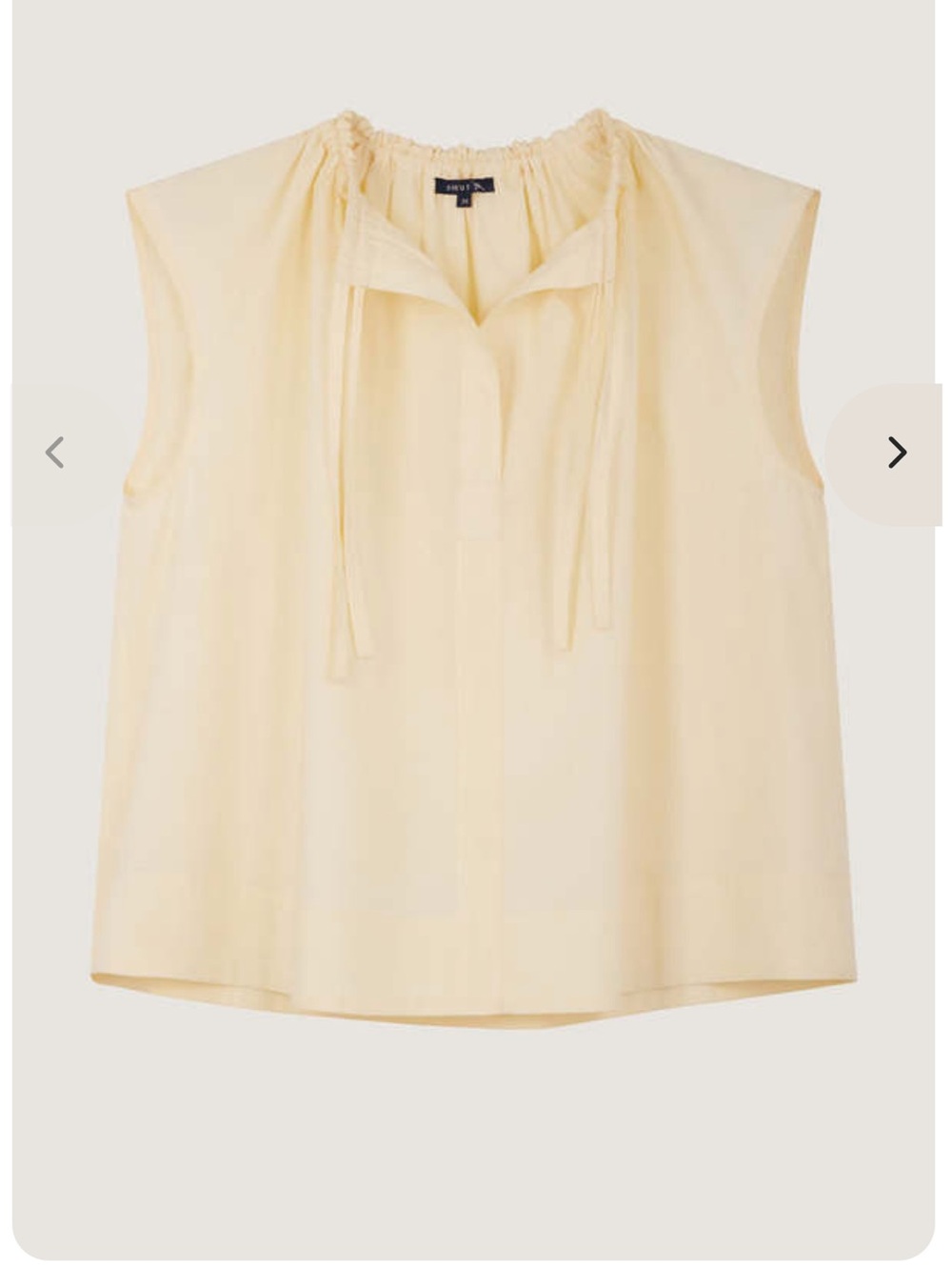soeur Pale Yellow Sleeveless Tie-Neck Blouse